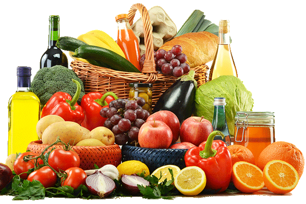 Giỏ rau củ và trái cây tươi